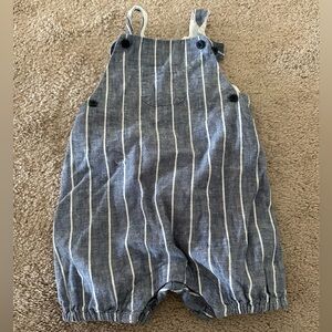 Janie and Jack blue and White Striped Overall/romper